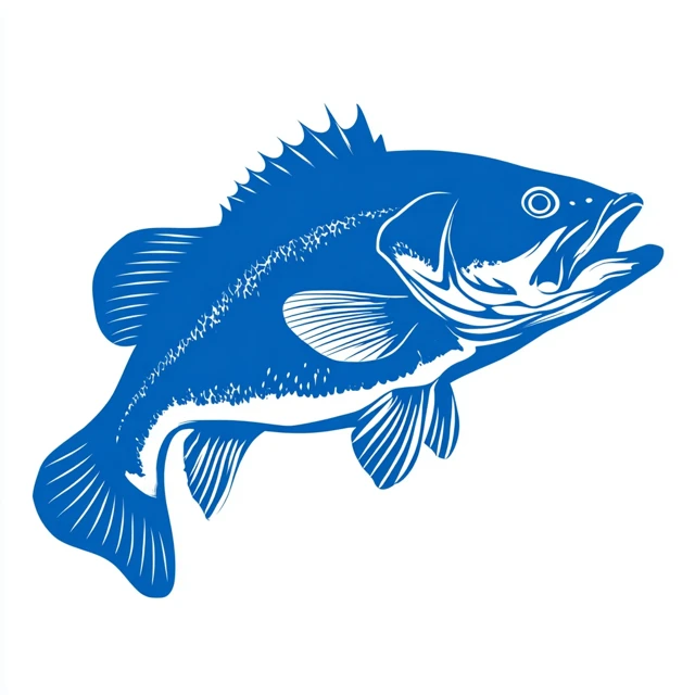 Blue Bass Fish Silhouette Vector Art