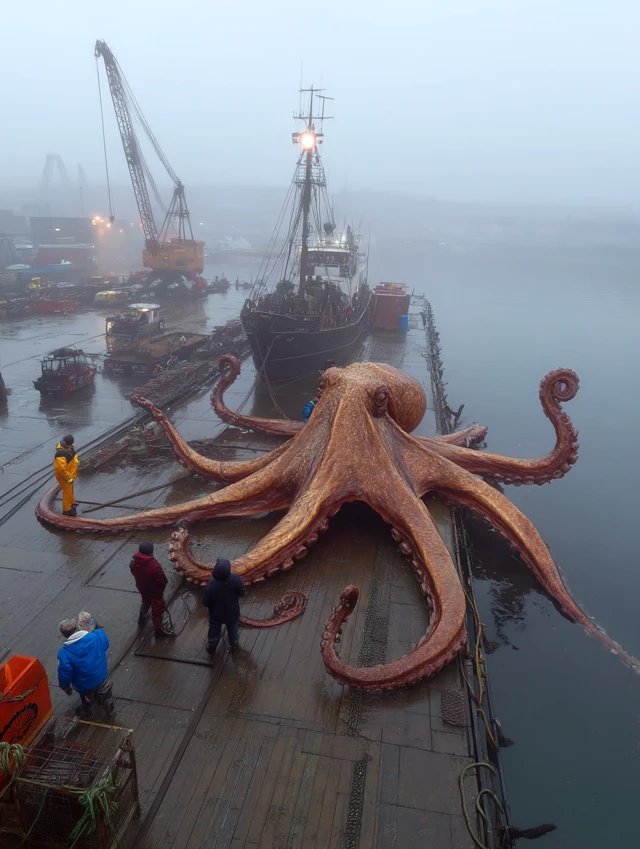 Giant Octopus Attacks Fishing Boat