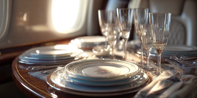 Luxury Dining Set in Private Jet Interior