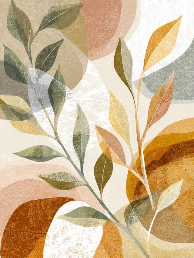 Modern Boho Abstract Art Print Earthy Tones