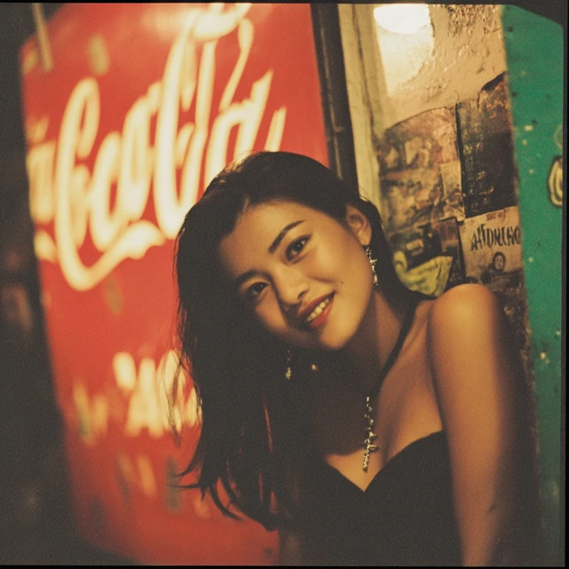 Asian Woman Vintage Photo Coca Cola Aesthetic