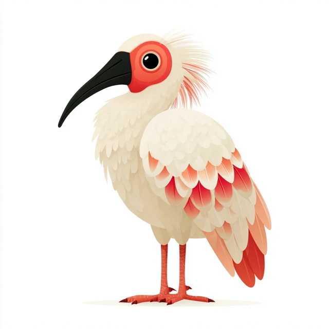 Cute Cartoon Crested Ibis Bird Illustration