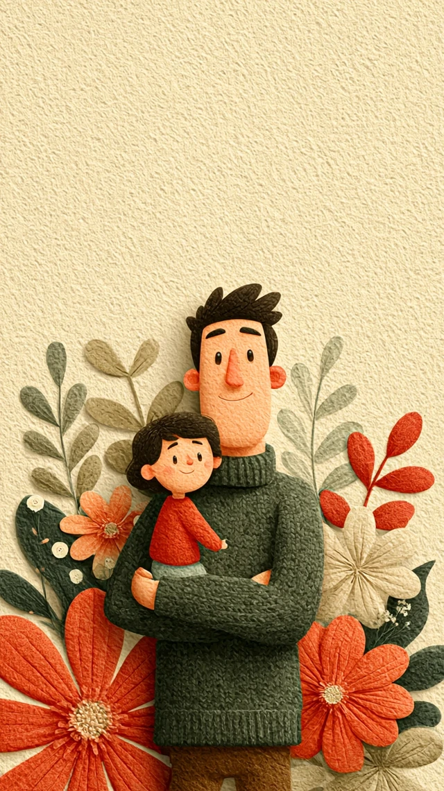 Father and Child Warm Scene Illustration