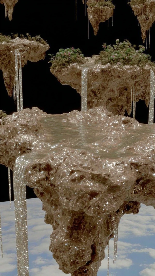 Floating Island in Space Surreal SciFi