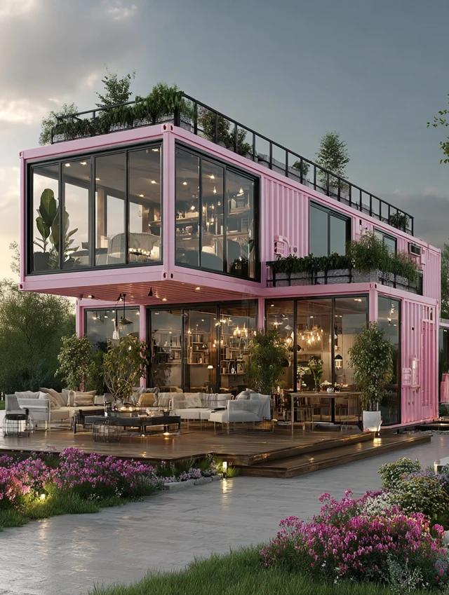 Modern Container House with Terrace and Balconies