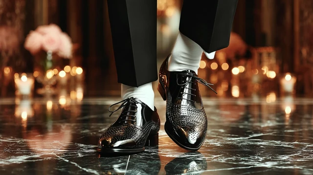 Elegant Oxford Shoes on Marble Floor - Fashion Photography