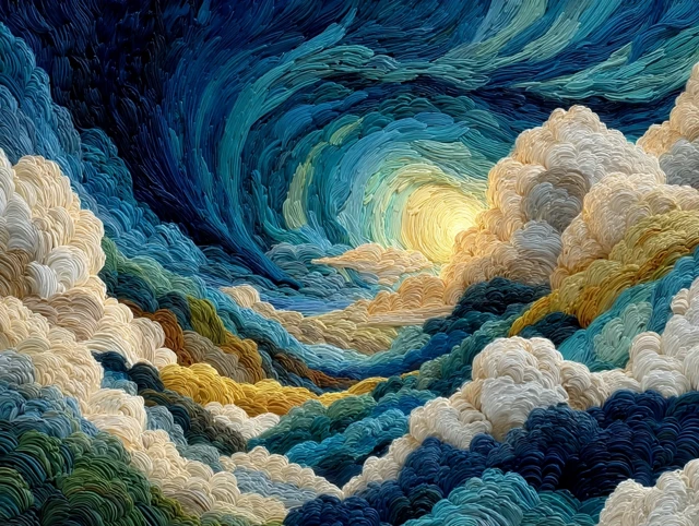 Van Gogh Inspired Swirling Sky Painting