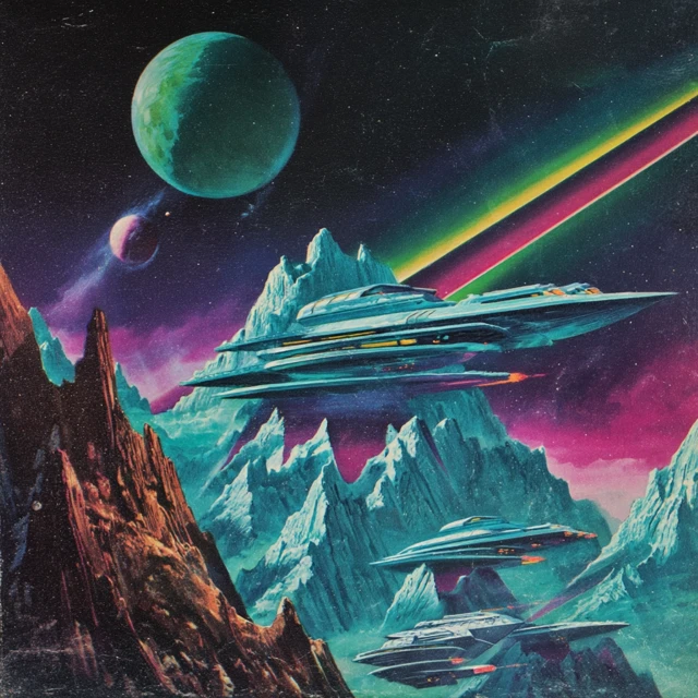 Retro SciFi Space Art Album Cover