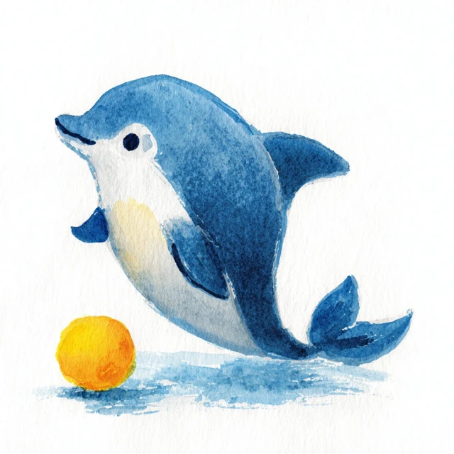Cute Watercolor Dolphin Illustration for Kids