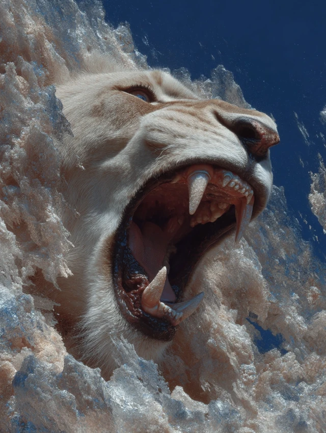 Surreal Lion in Cloud Fantasy Art 8k UHD