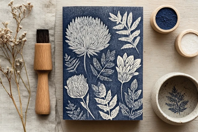 Linocut Floral Art Print