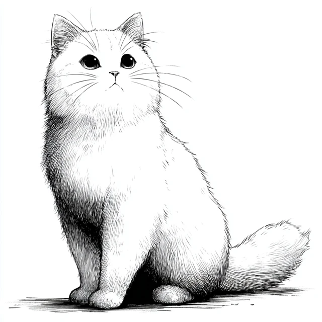 Cute Line Drawing Illustration of a Young Woman