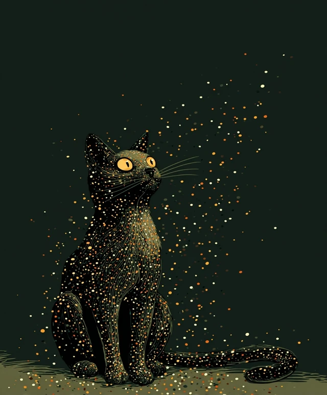 Mid Century Modern Space Cats Vector Illustration