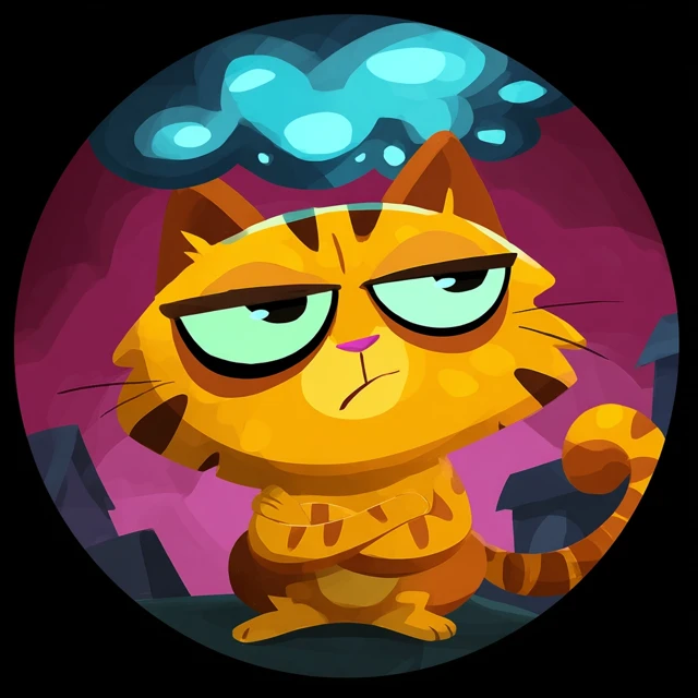 Grumpy Cat Badge Cartoon Illustration
