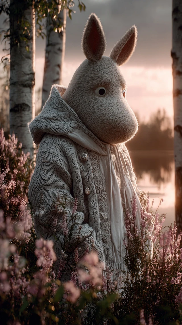 Moomin in a Nordic Meadow Hyperrealistic 4K