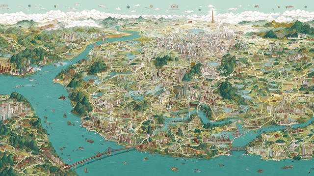 Illustrated Map of Northern Chongqing City
