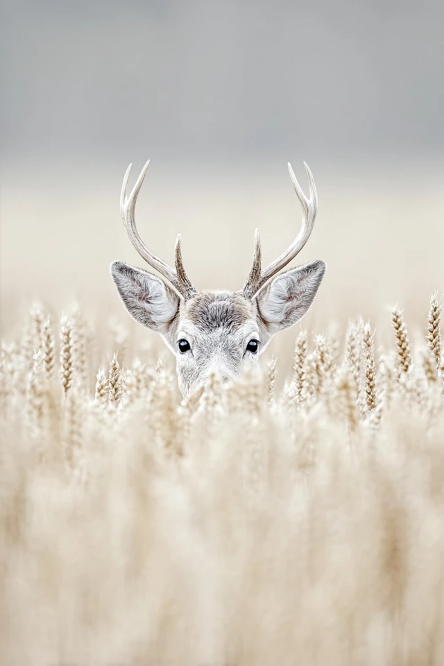 Stag in Wheat Field Wildlife Photography
