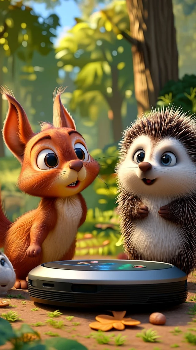 Forest Animals Teamwork Funny Cartoon Scene