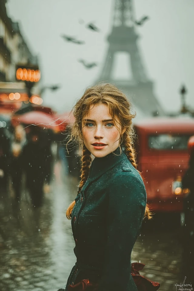 Parisian Beauty Rainy Day Portrait