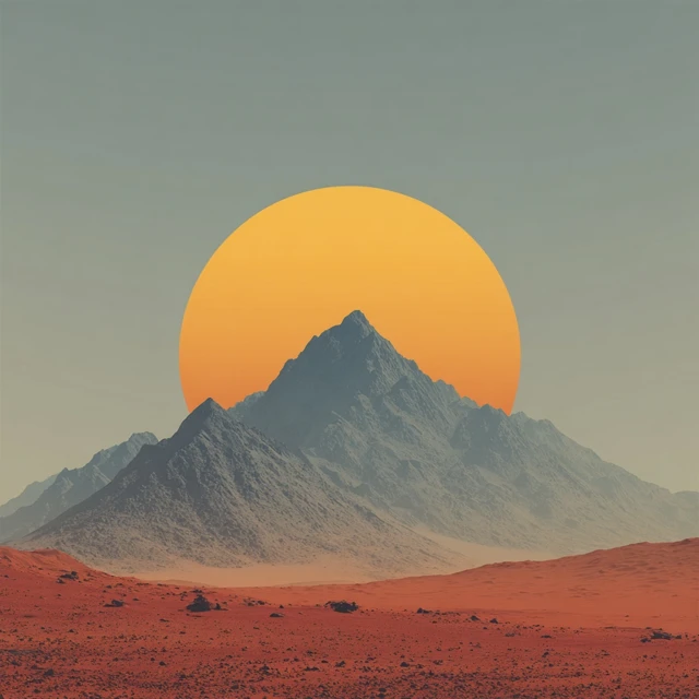 Desert Landscape with Burning Sun Dune Inspired Art
