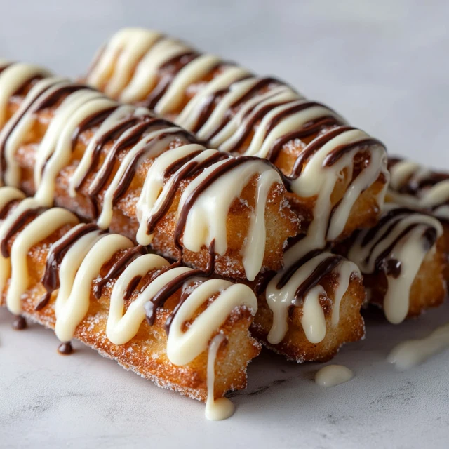 Churros with White Chocolate Drizzle Dessert Food