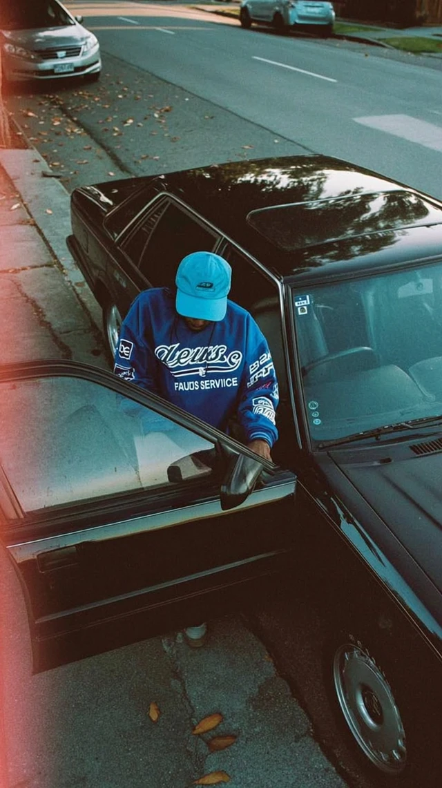 Vintage Car Photo Young Man Deus Racing Style