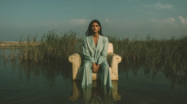 Fashion Portrait Woman in Water