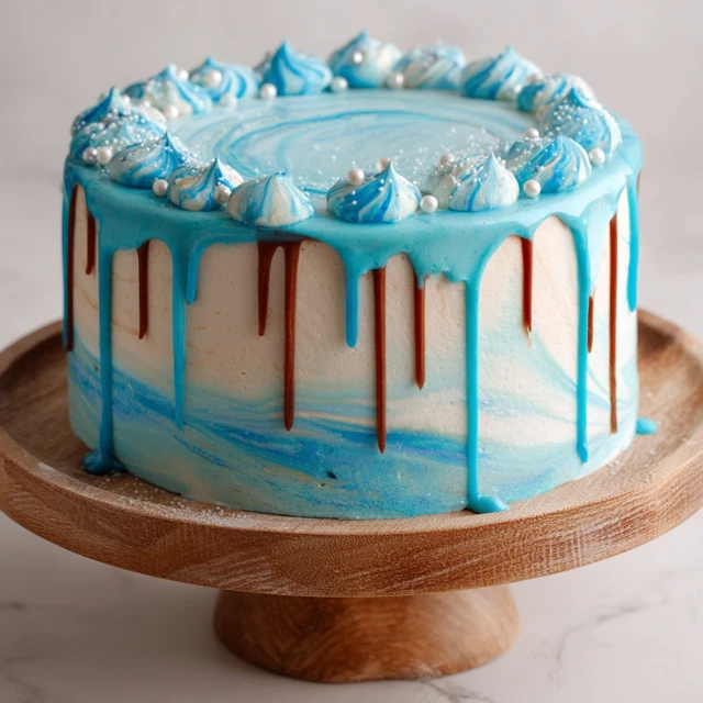Birthday Cake with Blue Icing For a Man