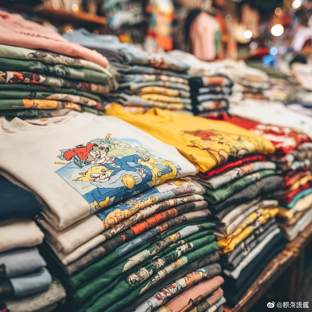 Tshirt Pile with Cartoon Prints