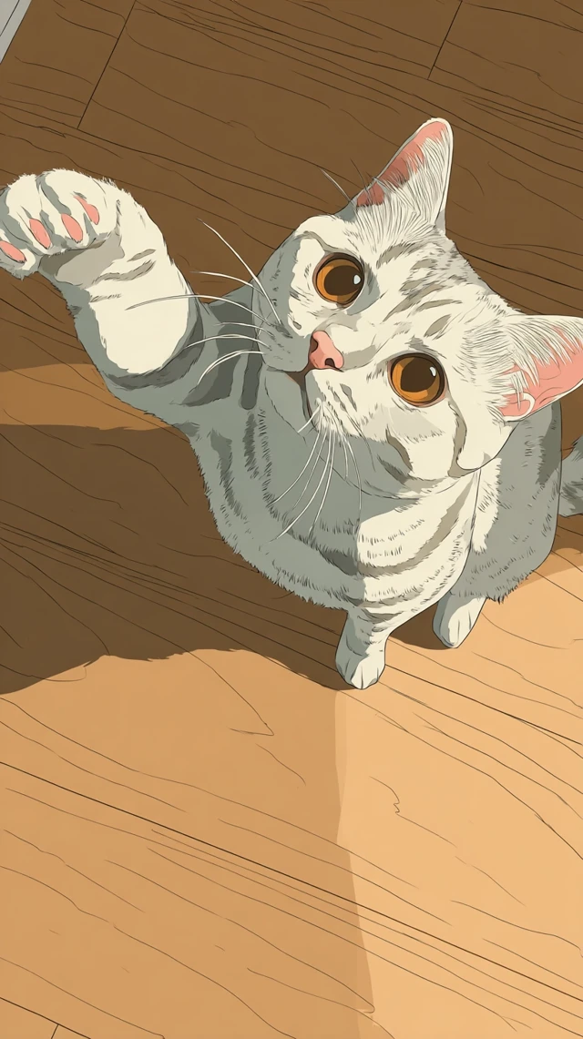 Cartoon Cat Reaching Out Illustration