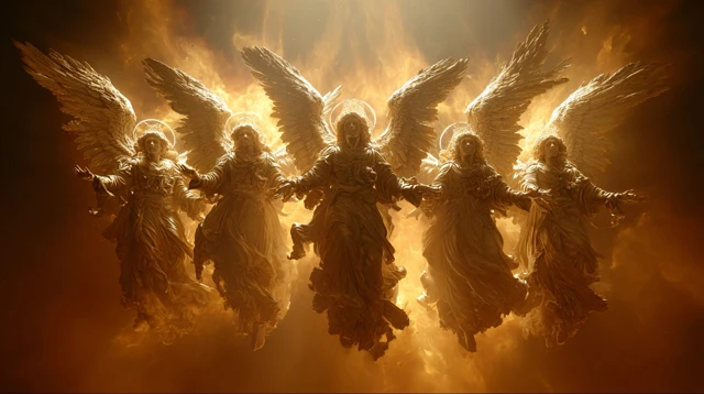 Angels Before Gods Throne Heavenly Realm