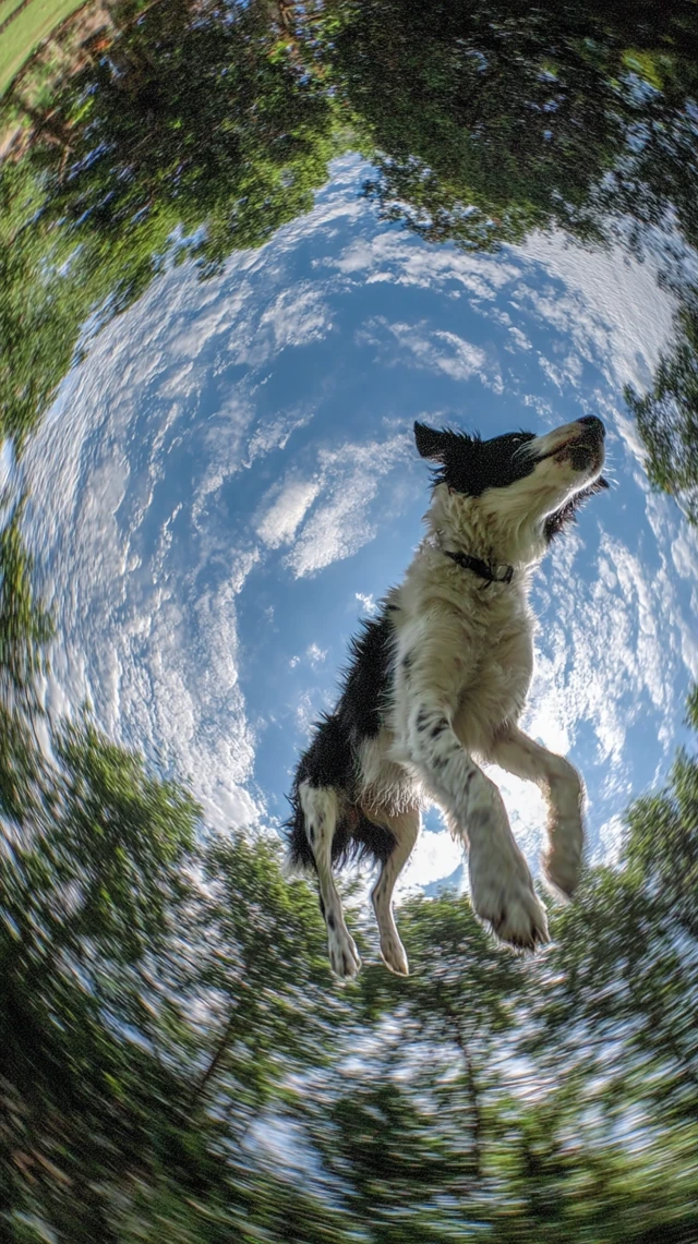 Border Collie Chasing Frisbee Wormhole Effect