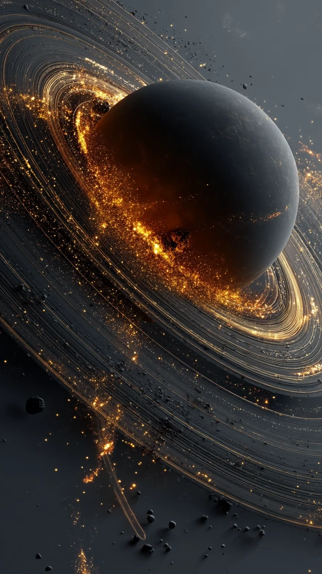 Enigmatic Planet with Rings: Stunning Space Art