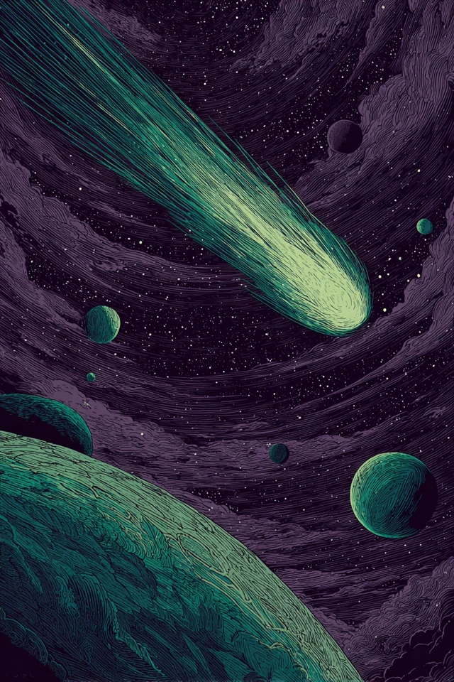 Halley Comet Anime Illustration Space Art