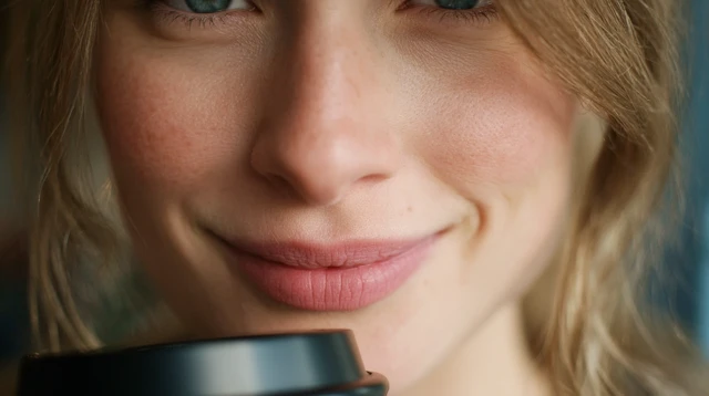 Smiling Woman Drinking Coffee Portrait