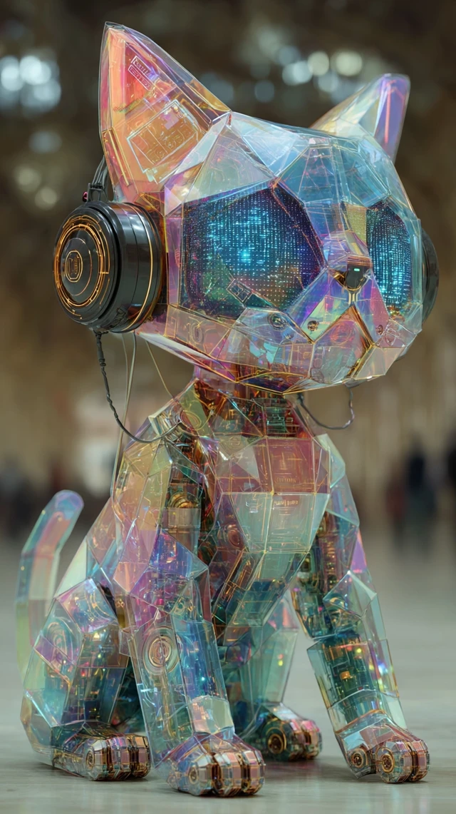 Disco Cat Robot - Futuristic Cyberpunk Art