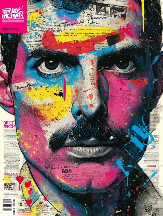Freddie Mercury Graffiti Art Collage