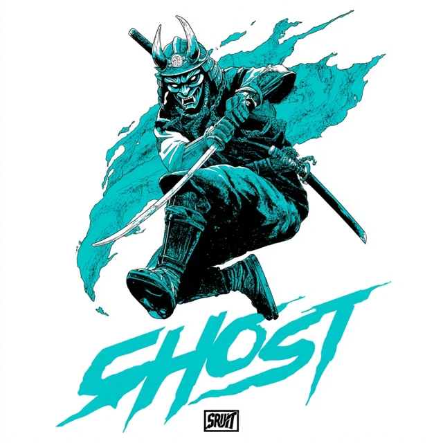Hannya Mask Ninja Ghost Katana Art