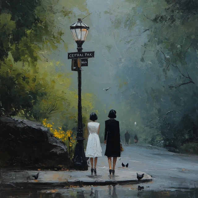 Central Park Wedding Oil Painting