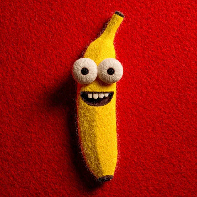 Pixar Style Banana Cartoon with Googly Eyes