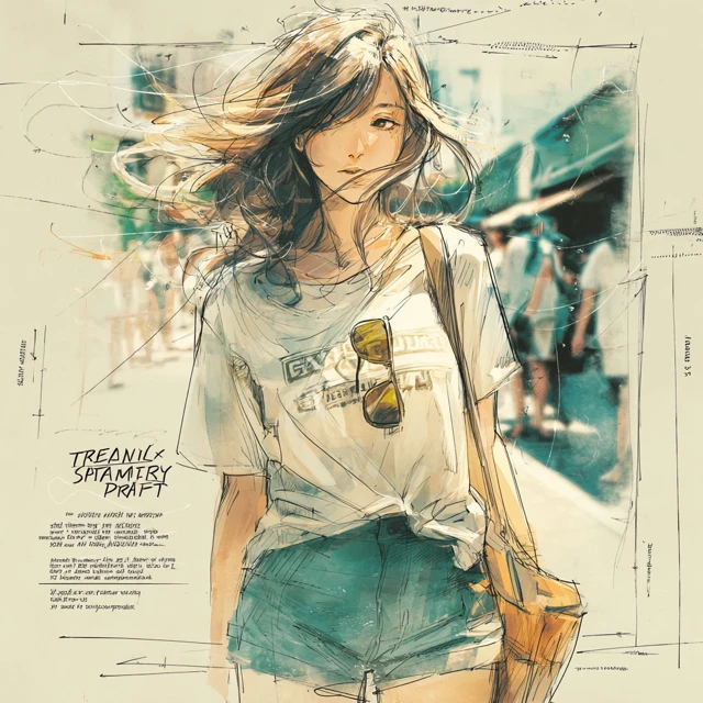 Anime Style Illustration of a Japanese Woman