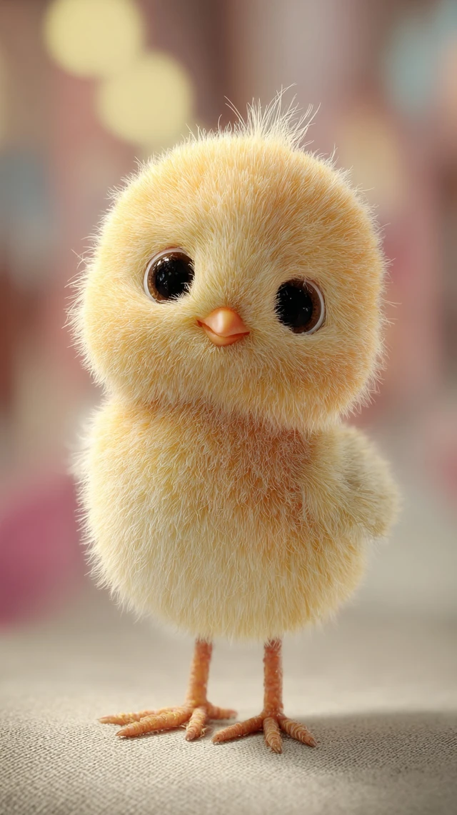 Cute 3D Rendering of a Baby Chick