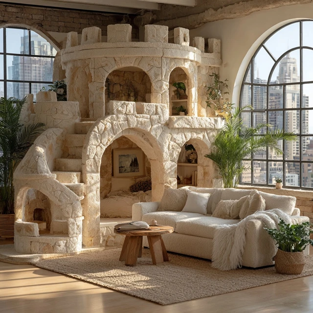 Dreamy Cat Castle in Living Room Design Ideas