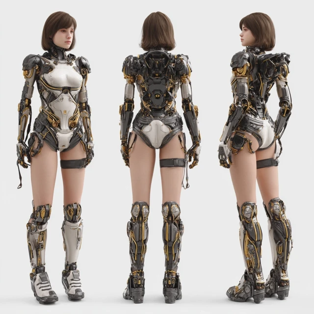 3D Rendering of Mechanical Armor Female