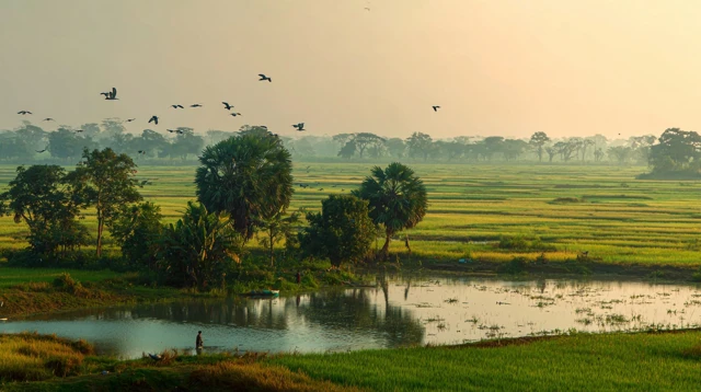 Natural Landscape Rice Fields Bangladesh