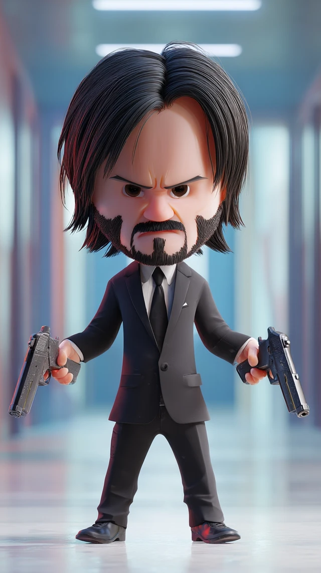 John Wick Toddler 3D Cartoon Keanu Reeves