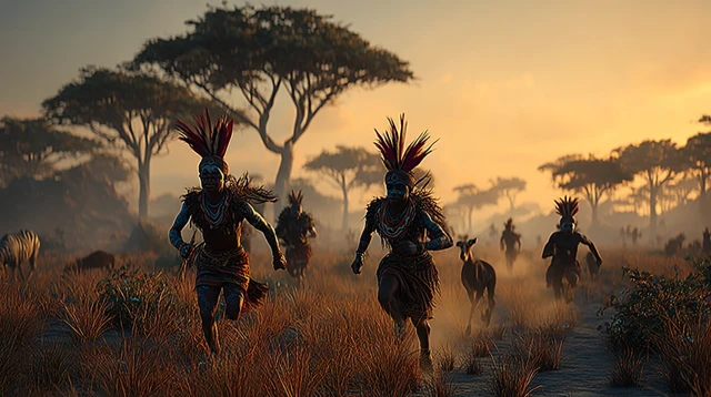African Savanna: Golden Hour, Tribes, Zebras