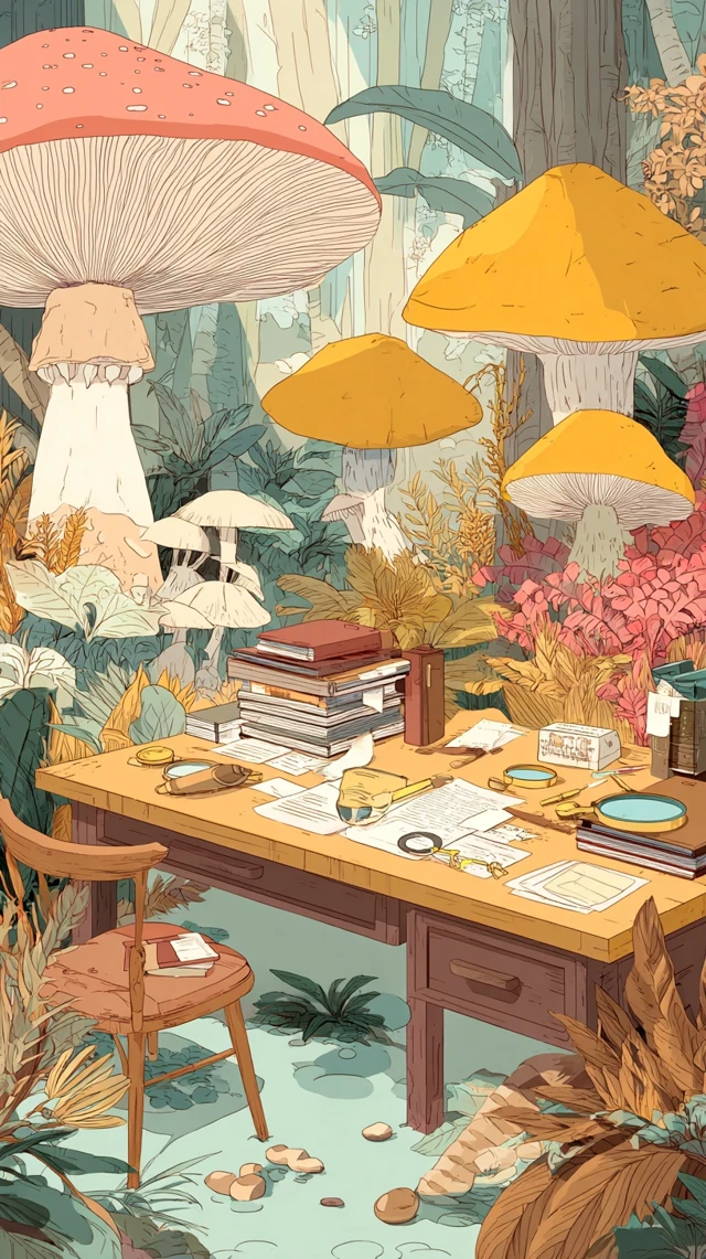 Cartoon Detective Forest Glade Illustration