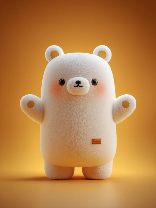 Cute Bear with Pizza Slice 3D Rendering