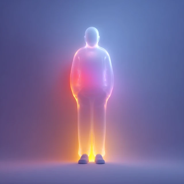 Abstract Glowing Figure in Gradient Background